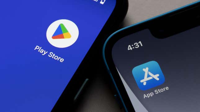 Google Play Store app and Apple App Store app.