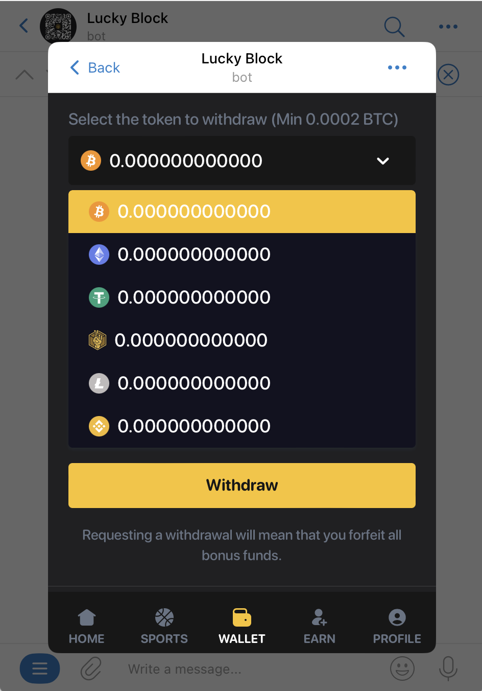 Lucky Block withdrawals