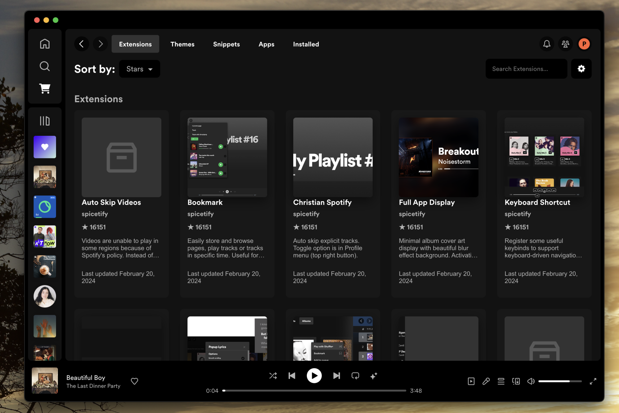 The Spicetify marketplace offers extensions and themes.