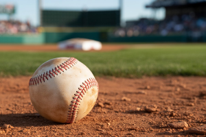 A close-up photograph of a worn leather baseball resting on the infield dirt of a professional baseball diamond. Senate Committee demands MLB explain gambling claims after pitchers' indictment