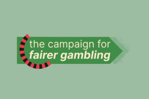 Green background with 'the campaign for fairer gambling' logo in the center. Report finds 89% of UK illegal sports streams deliver black market gambling ads